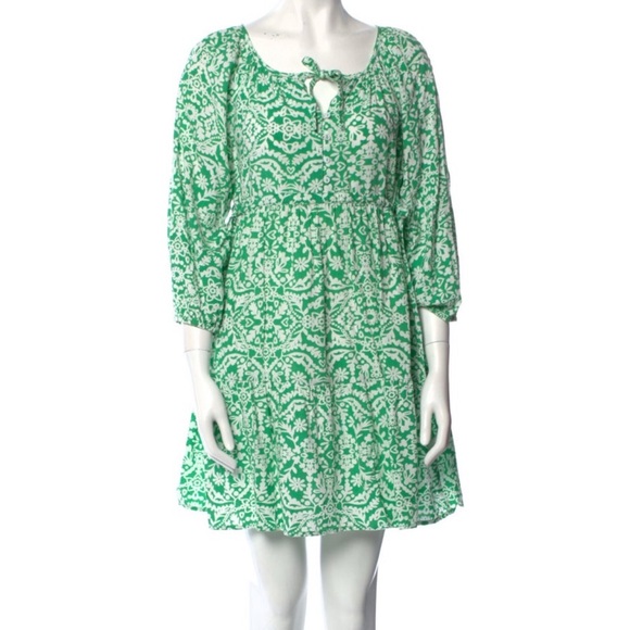 Seraphine Green and White Floral Long Sleeve Dress two front pockets size 6 - Picture 1 of 10